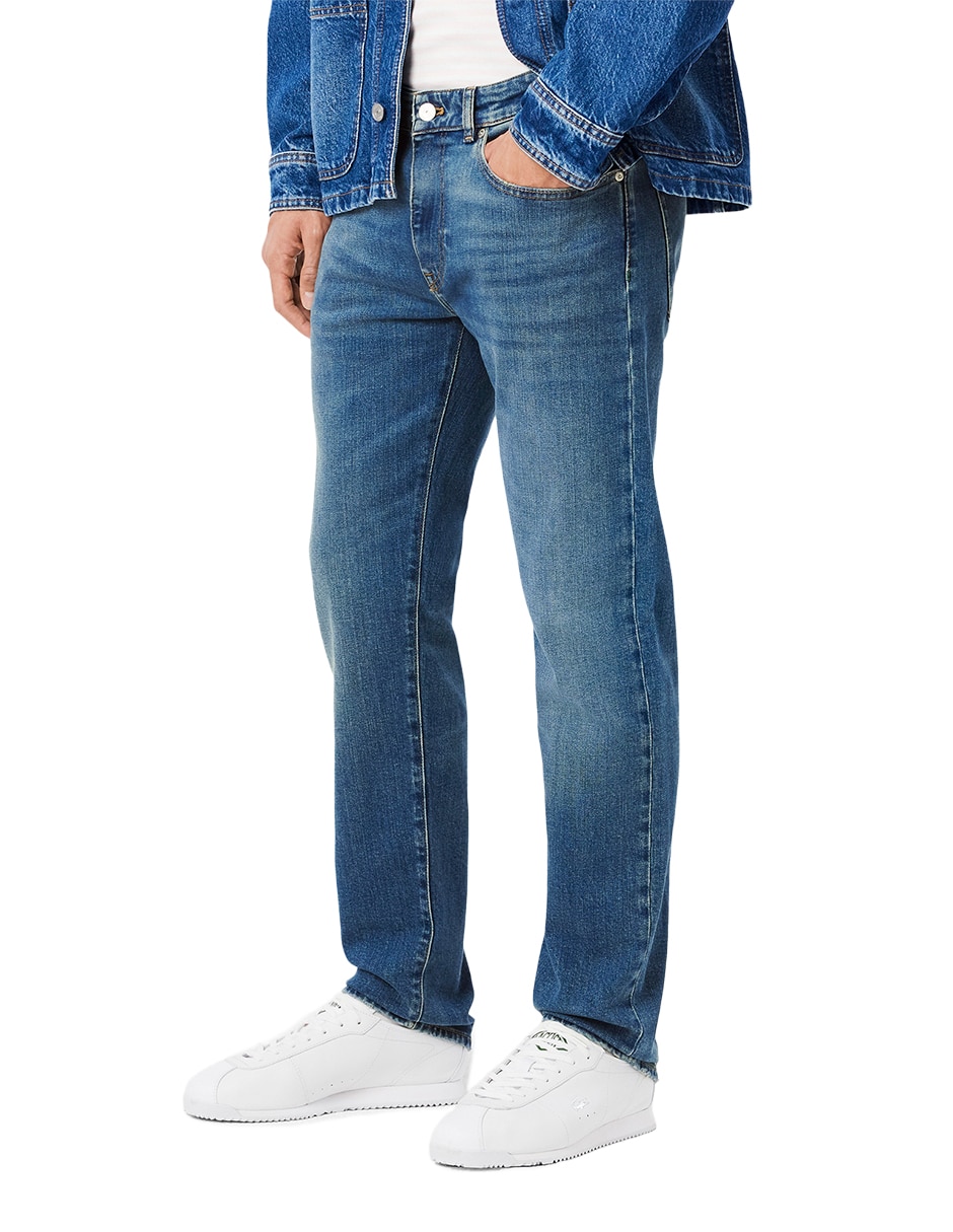 Jeans slim stone wash para hombre