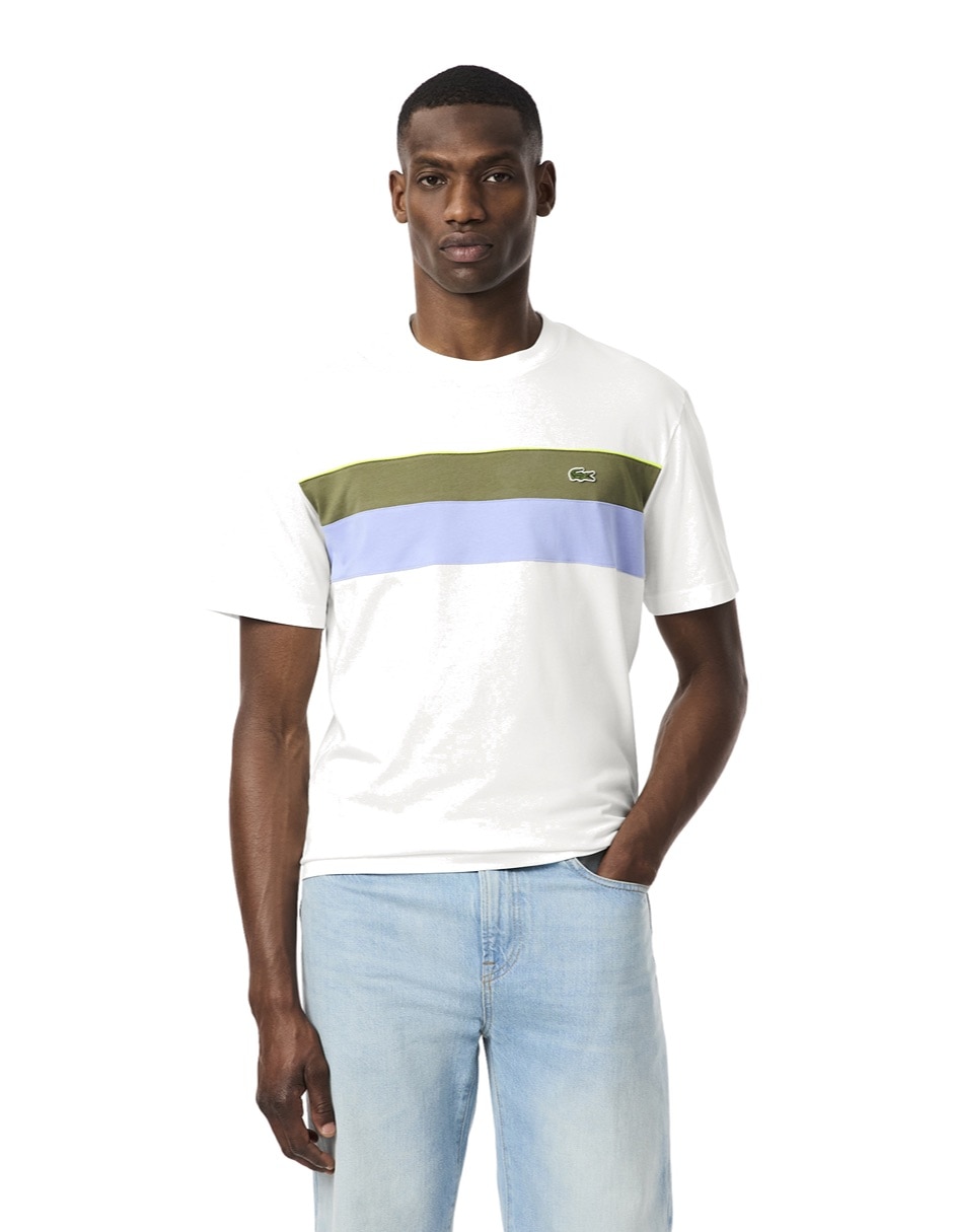 Playera color block cuello redondo para hombre