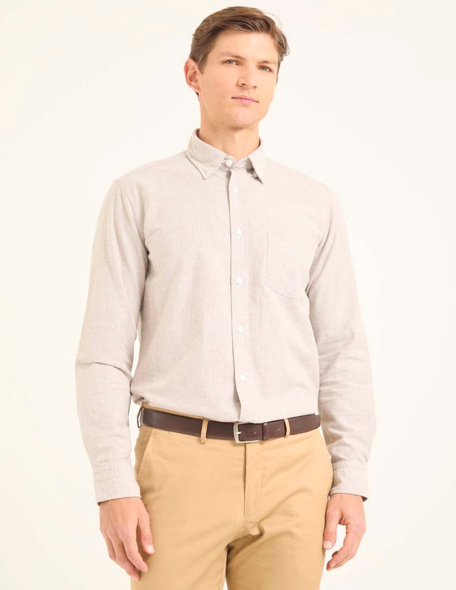 Camisa casual de algodón manga larga para hombre