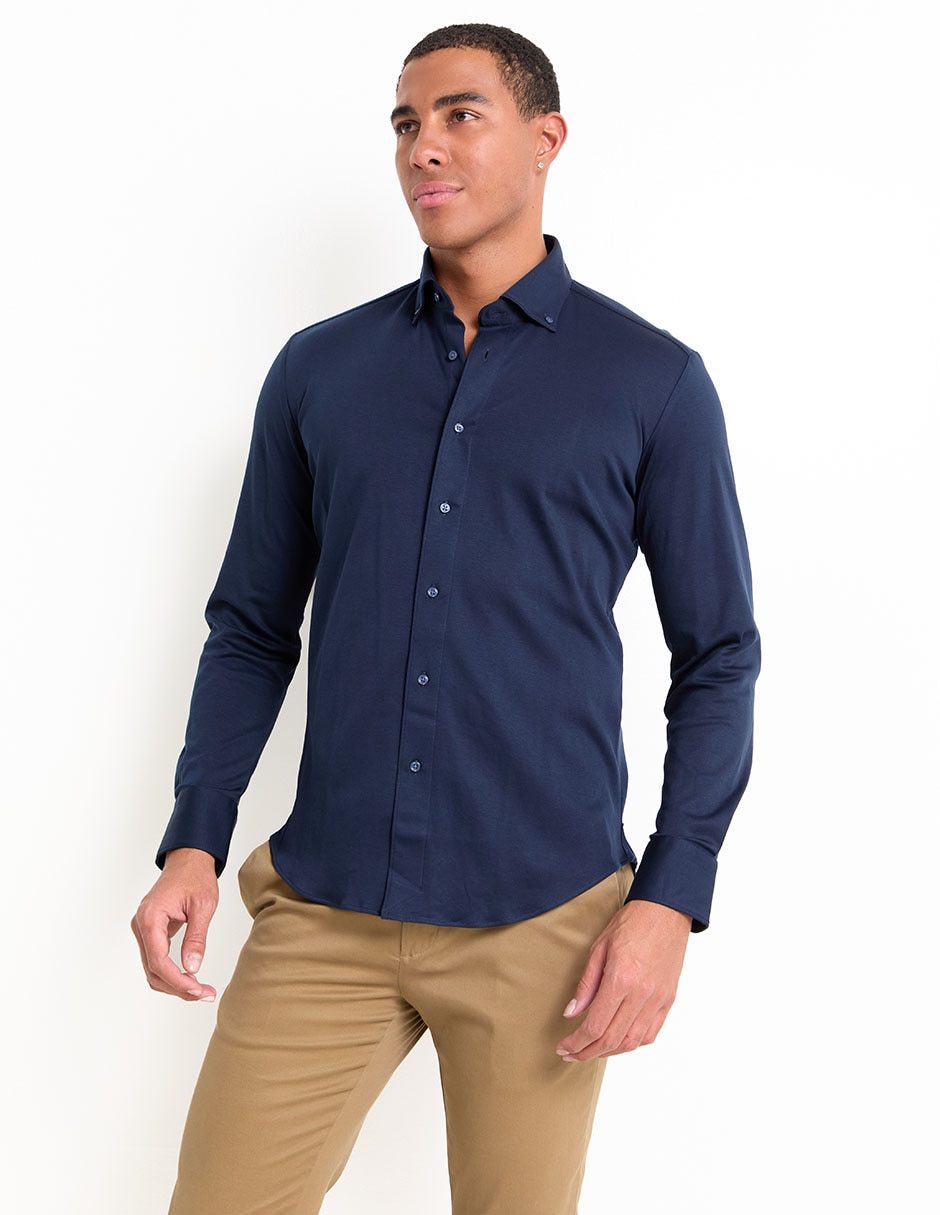 Camisa casual de algodón manga larga para hombre