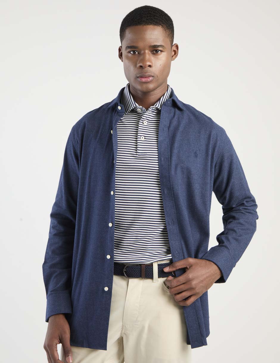 Sobrecamisa casual de algodón manga larga para hombre 1