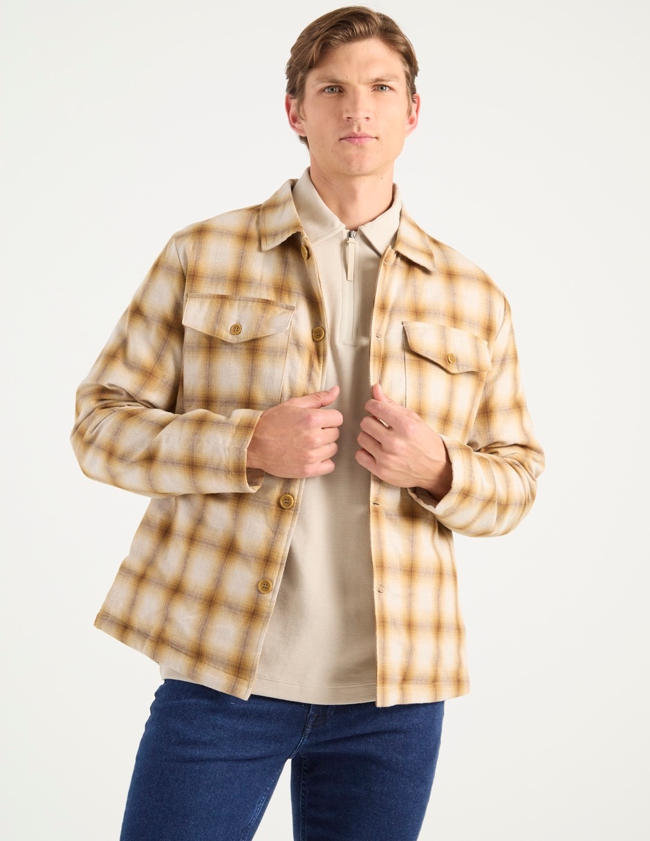 Sobrecamisa casual de algodón manga larga para hombre Sobrecamisa casual de algodón manga larga para hombre