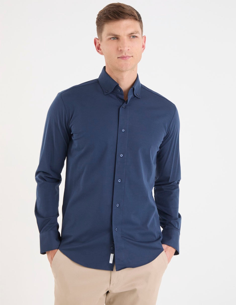 Camisa casual de algodón manga larga para hombre
