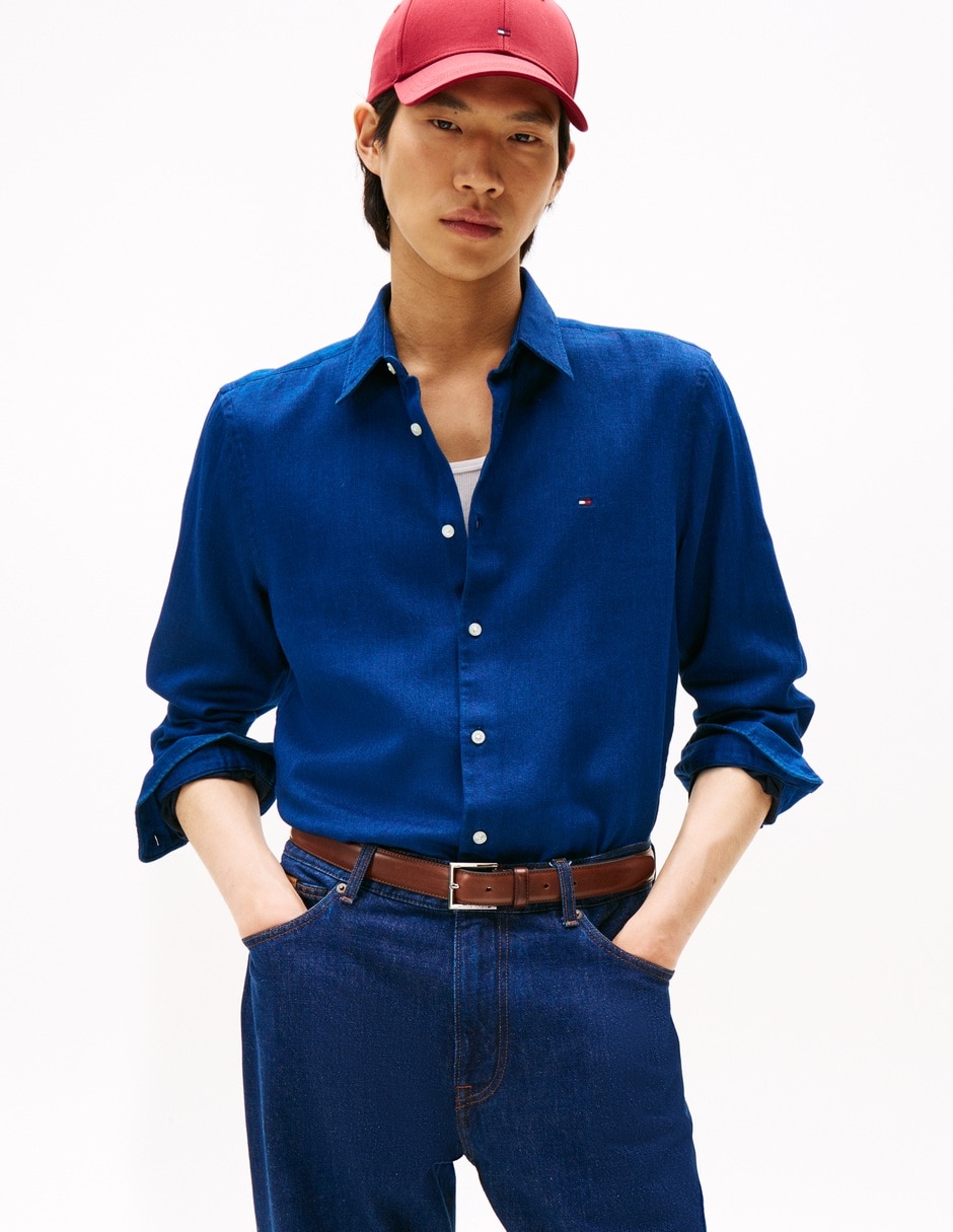 Camisa casual de algodón manga larga para hombre