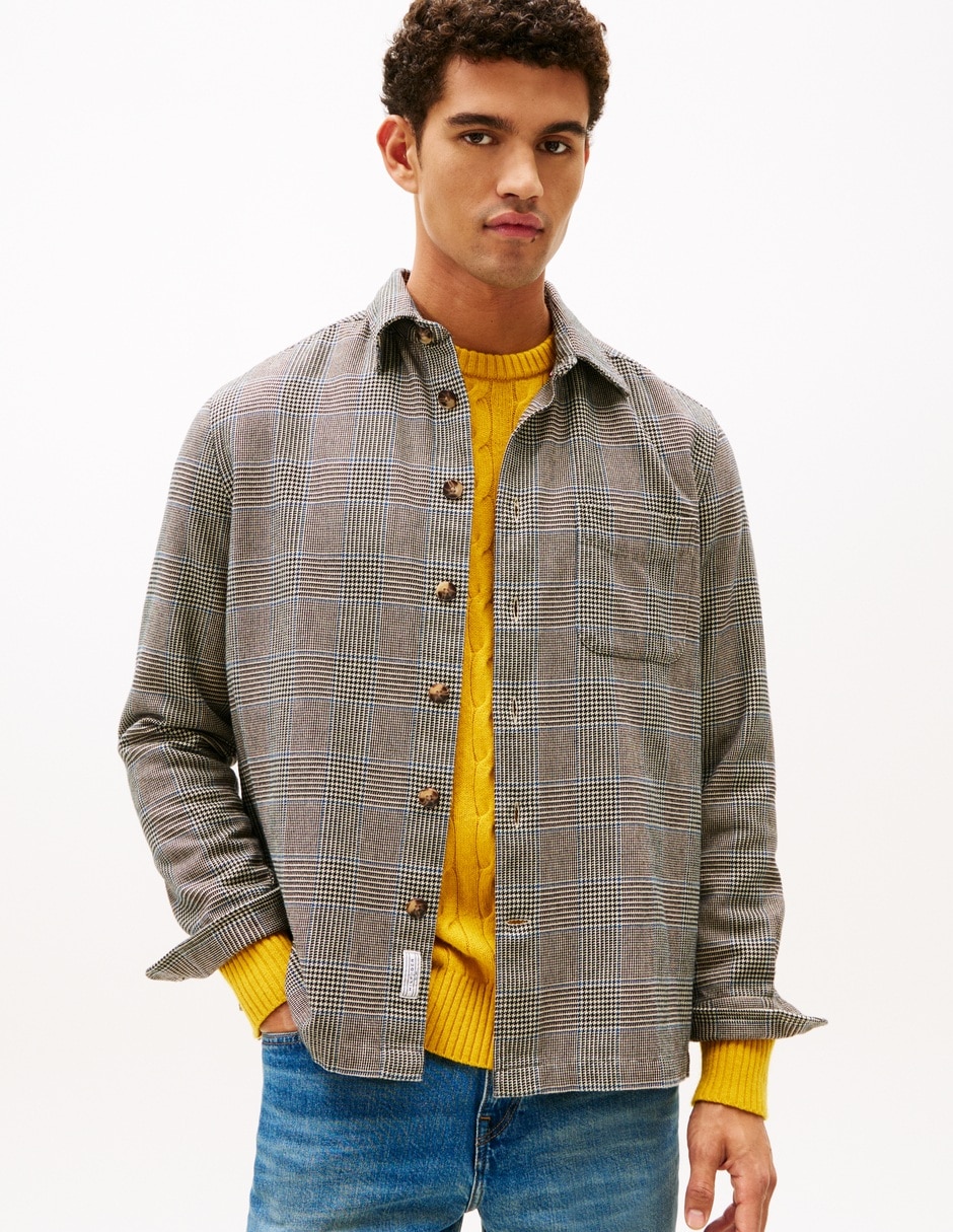 Camisa casual de algodón manga larga para hombre