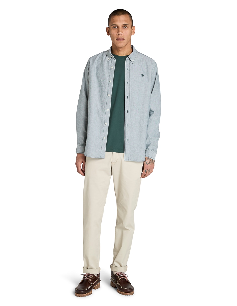 Camisa casual de algodón manga larga para hombre