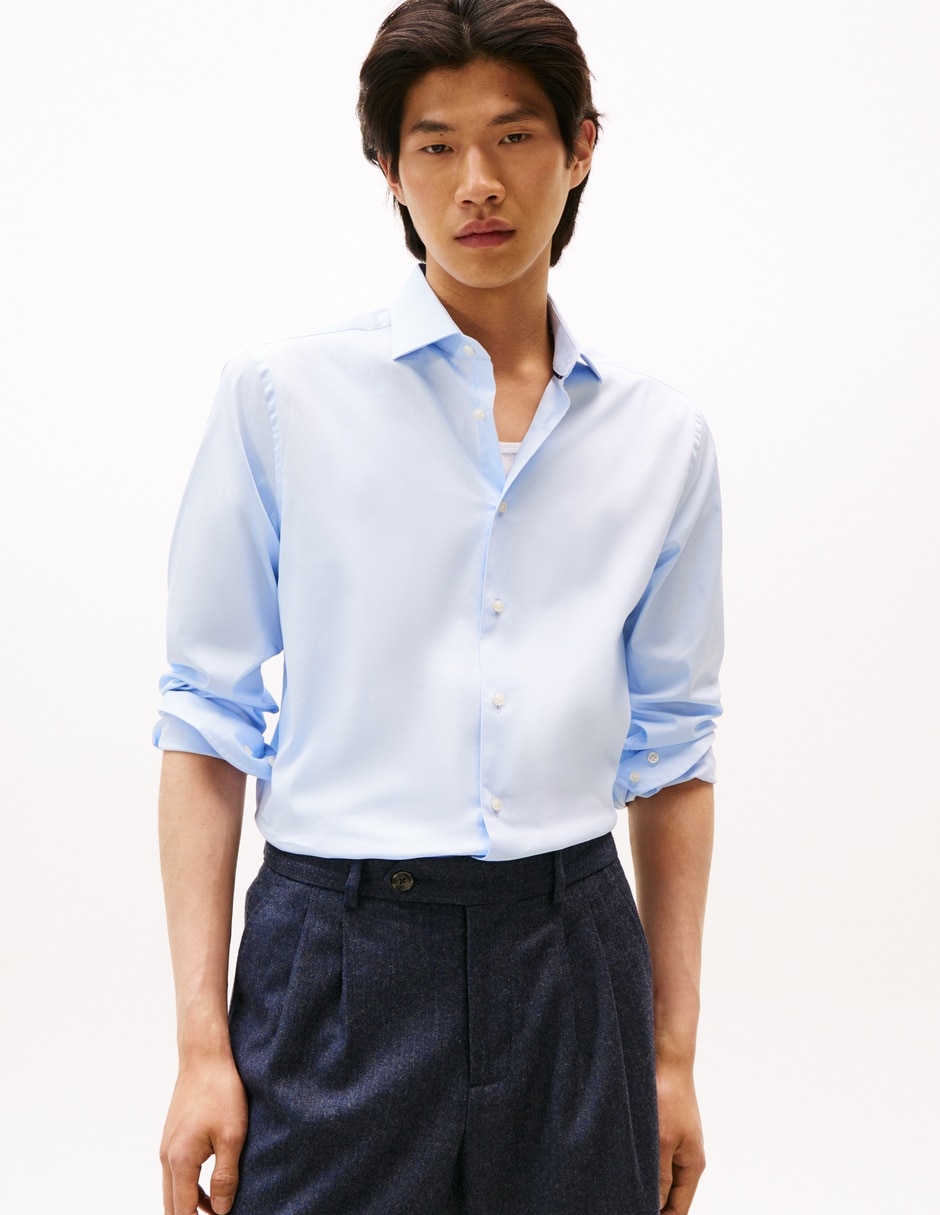 Camisa casual de algodón manga larga para hombre