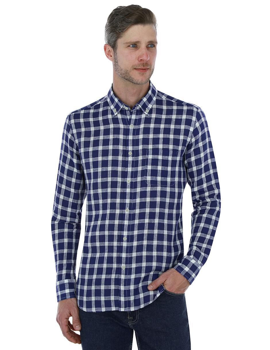 Camisa casual de lino manga larga para hombre