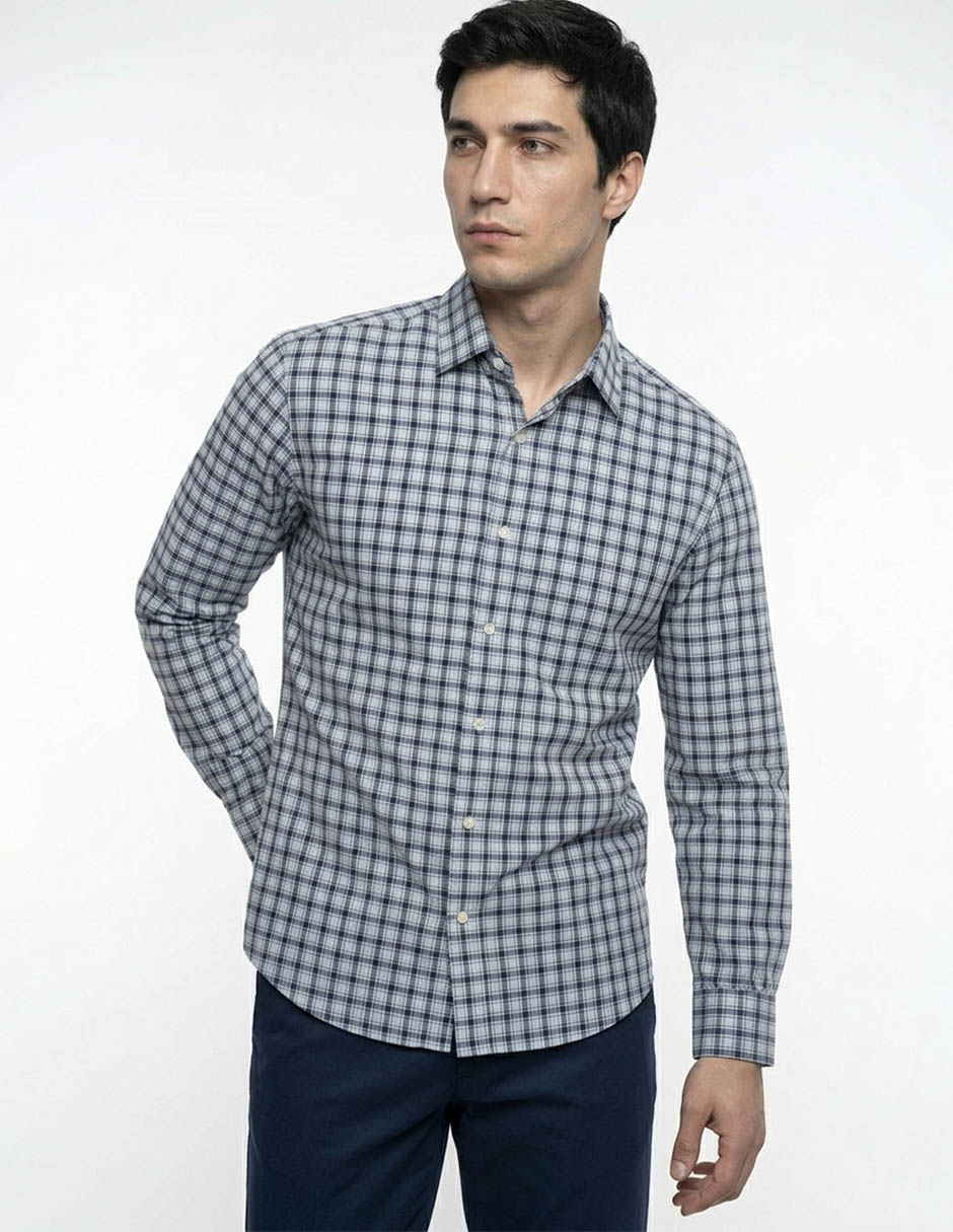 Camisa casual de algodón manga larga para hombre