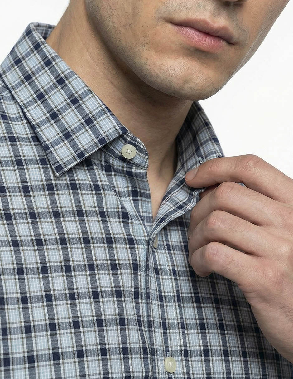 Camisa casual de algodón manga larga para hombre 4