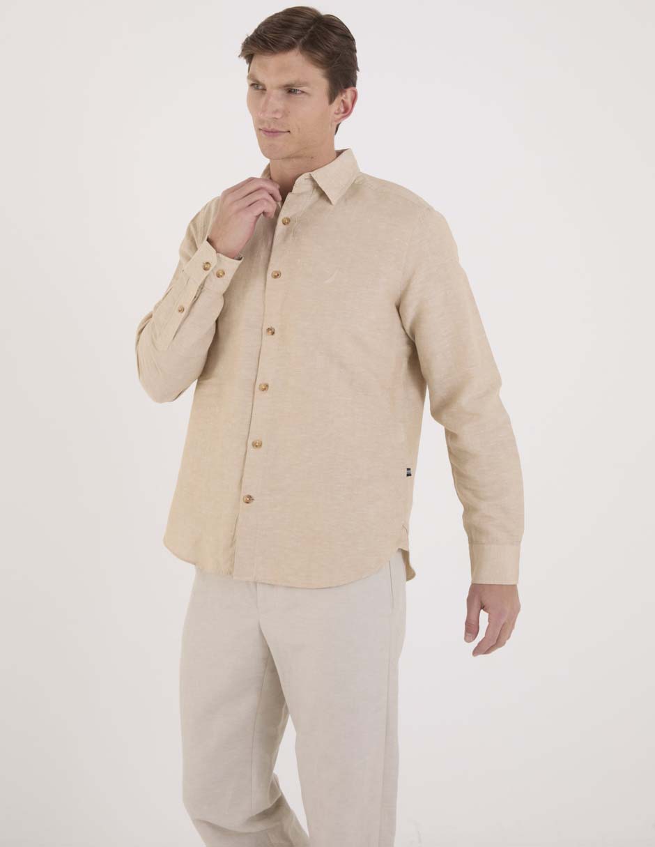 Camisa casual de algodón manga larga para hombre