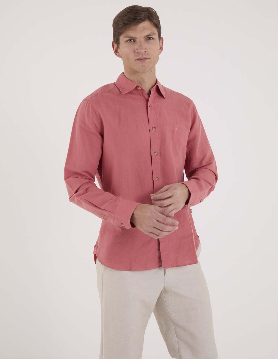 Camisa casual de algodón manga larga para hombre