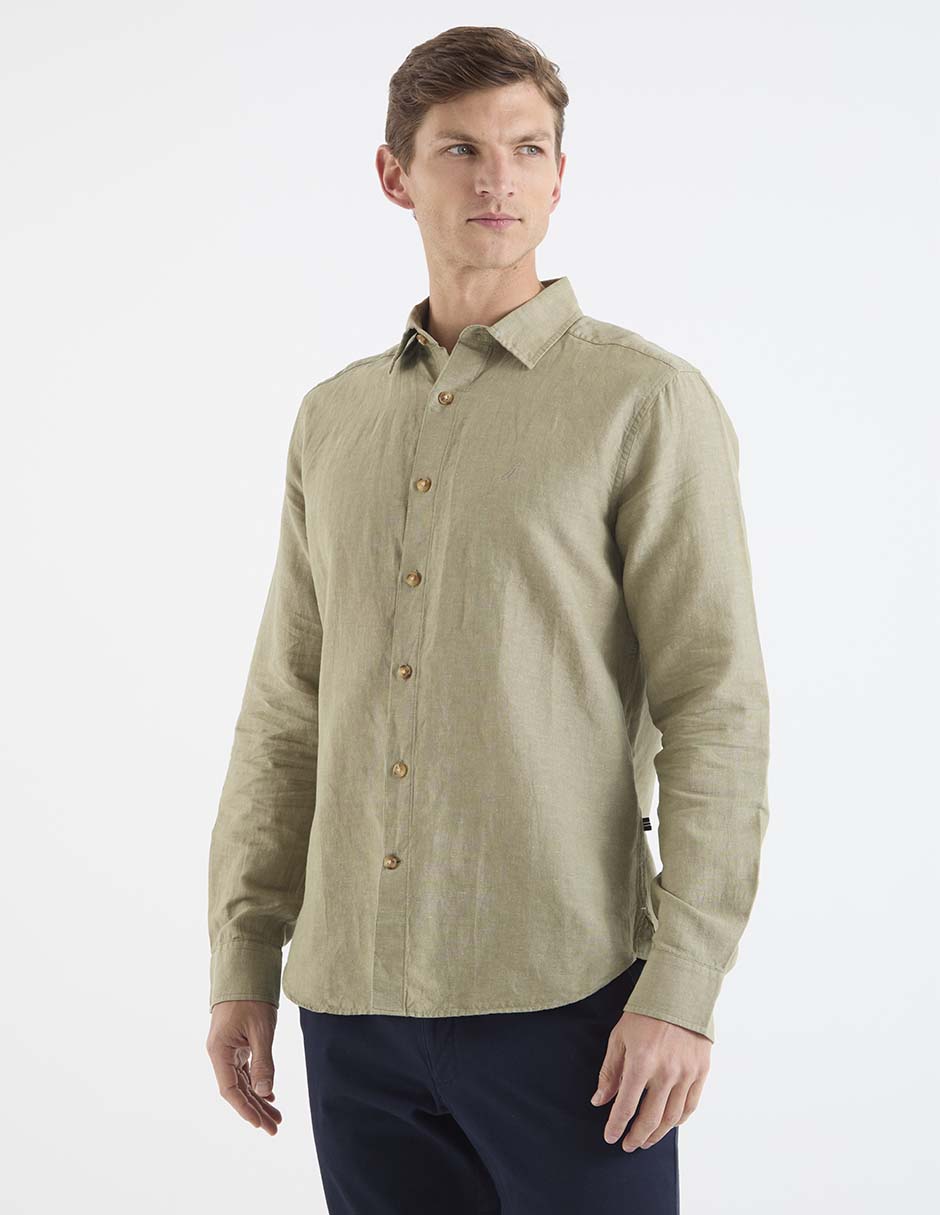 Camisa casual de algodón manga larga para hombre
