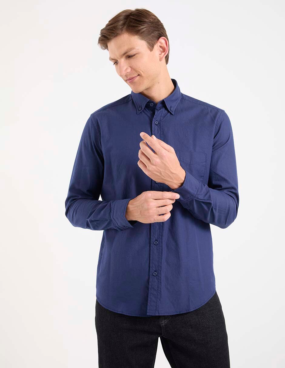 Camisa casual de algodón manga larga para hombre