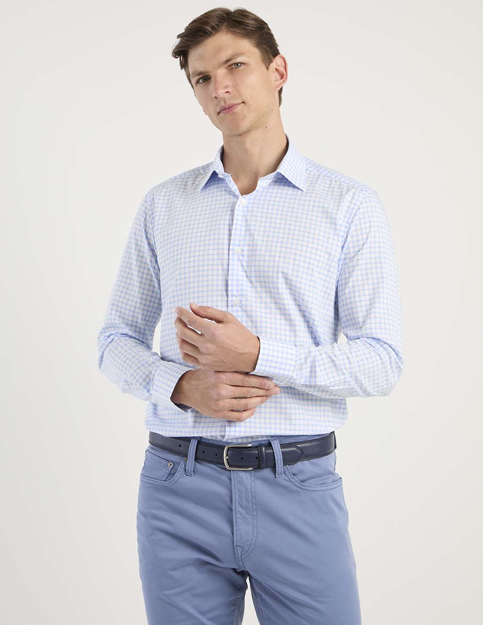 Camisa de vestir de algodón manga larga para hombre