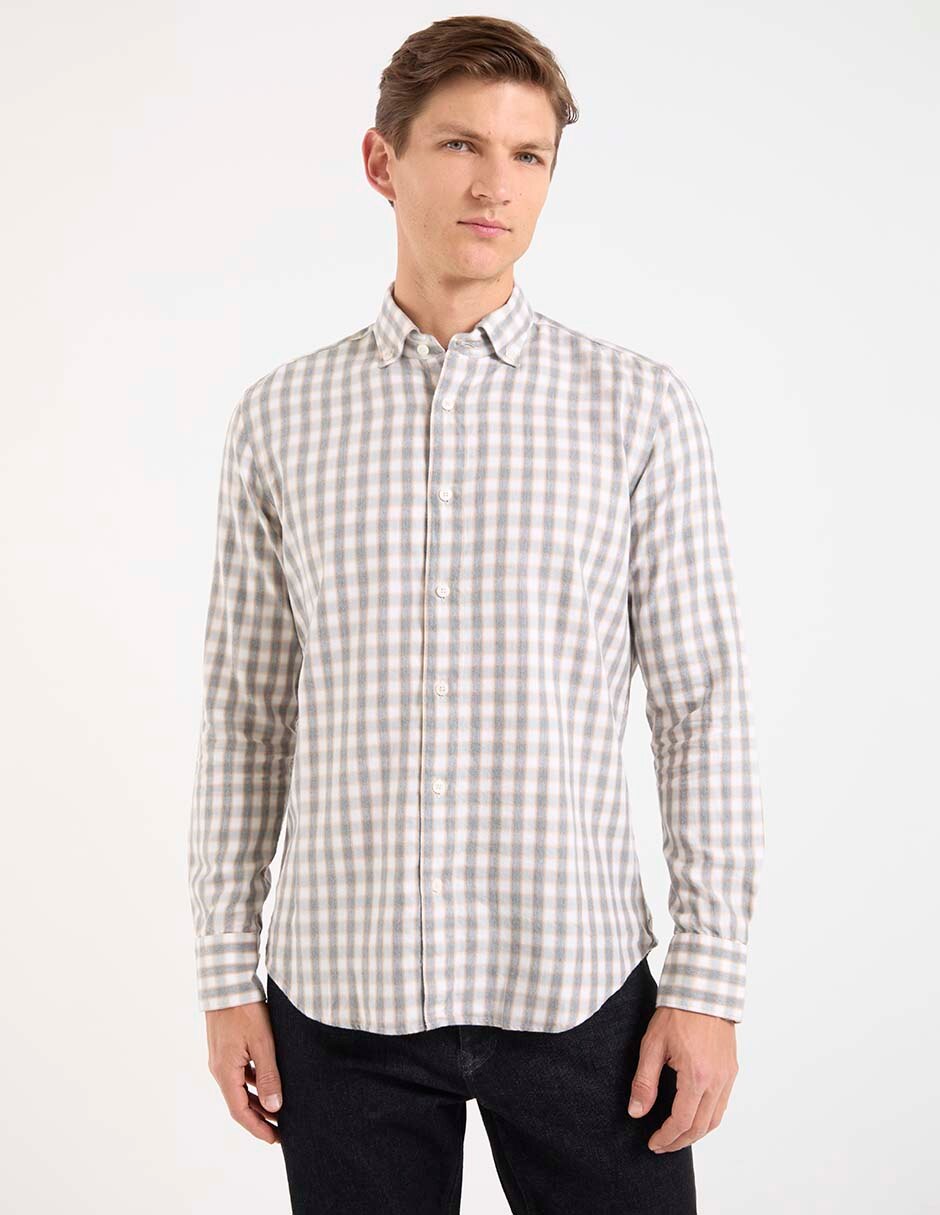 Camisa casual de algodón manga larga para hombre Camisa casual de algodón manga larga para hombre