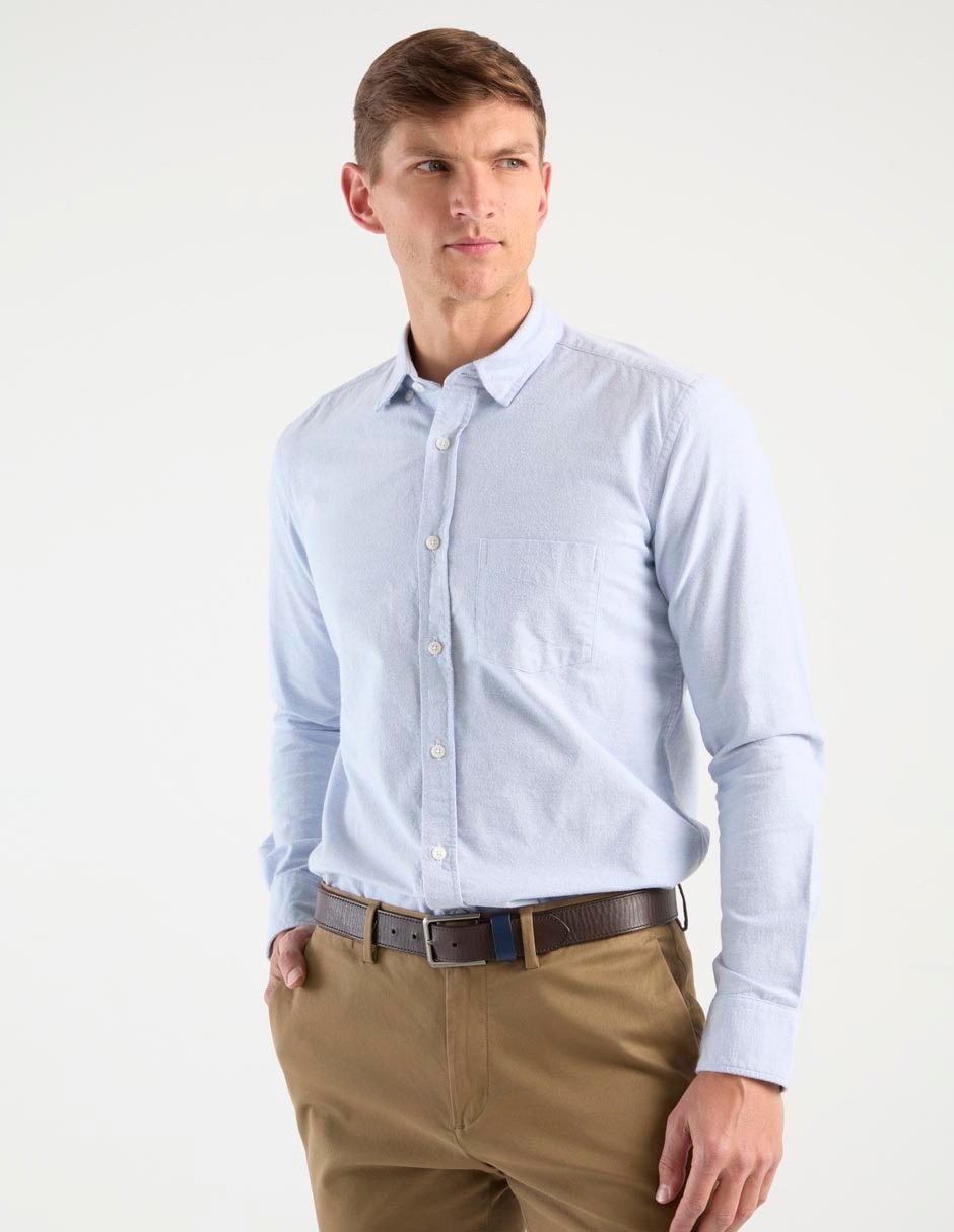 Camisa casual de algodón manga larga para hombre