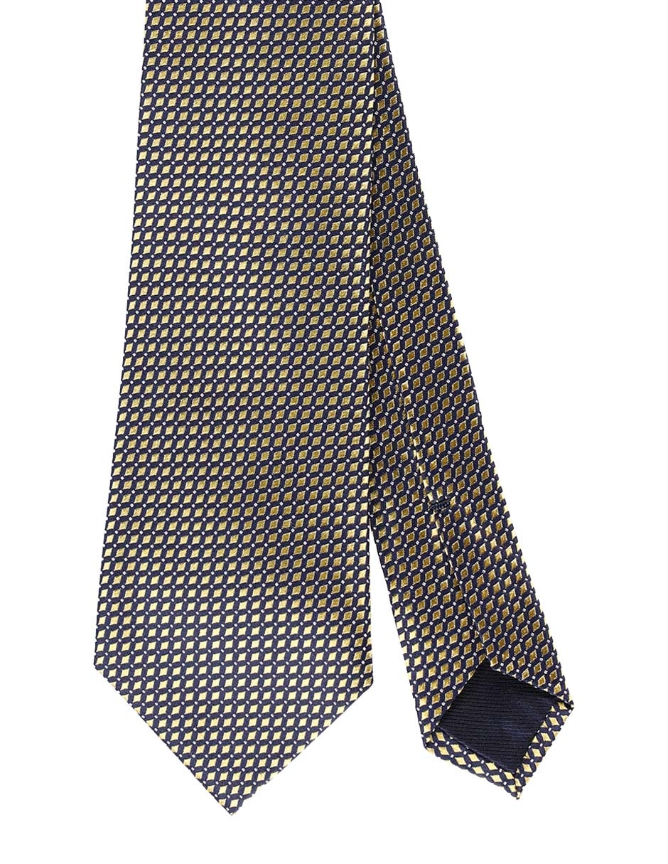 Corbata regular de seda estampado rombos para hombre