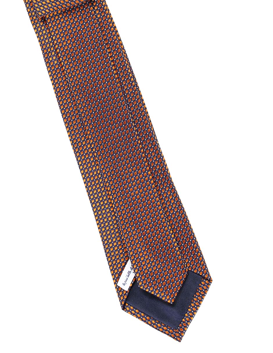 Corbata regular de seda estampado rombos para hombre 4