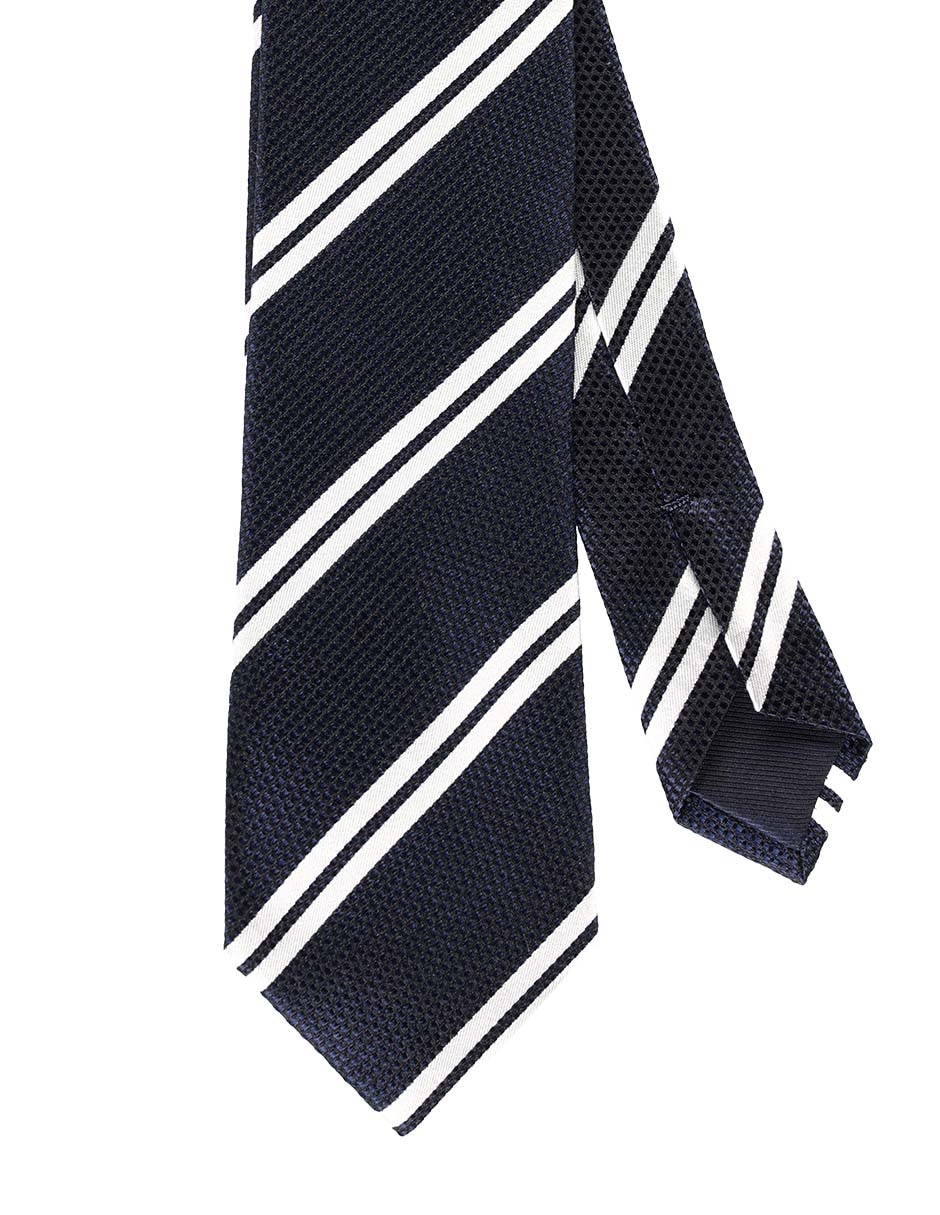 Corbata regular de seda estampado a rayas para hombre