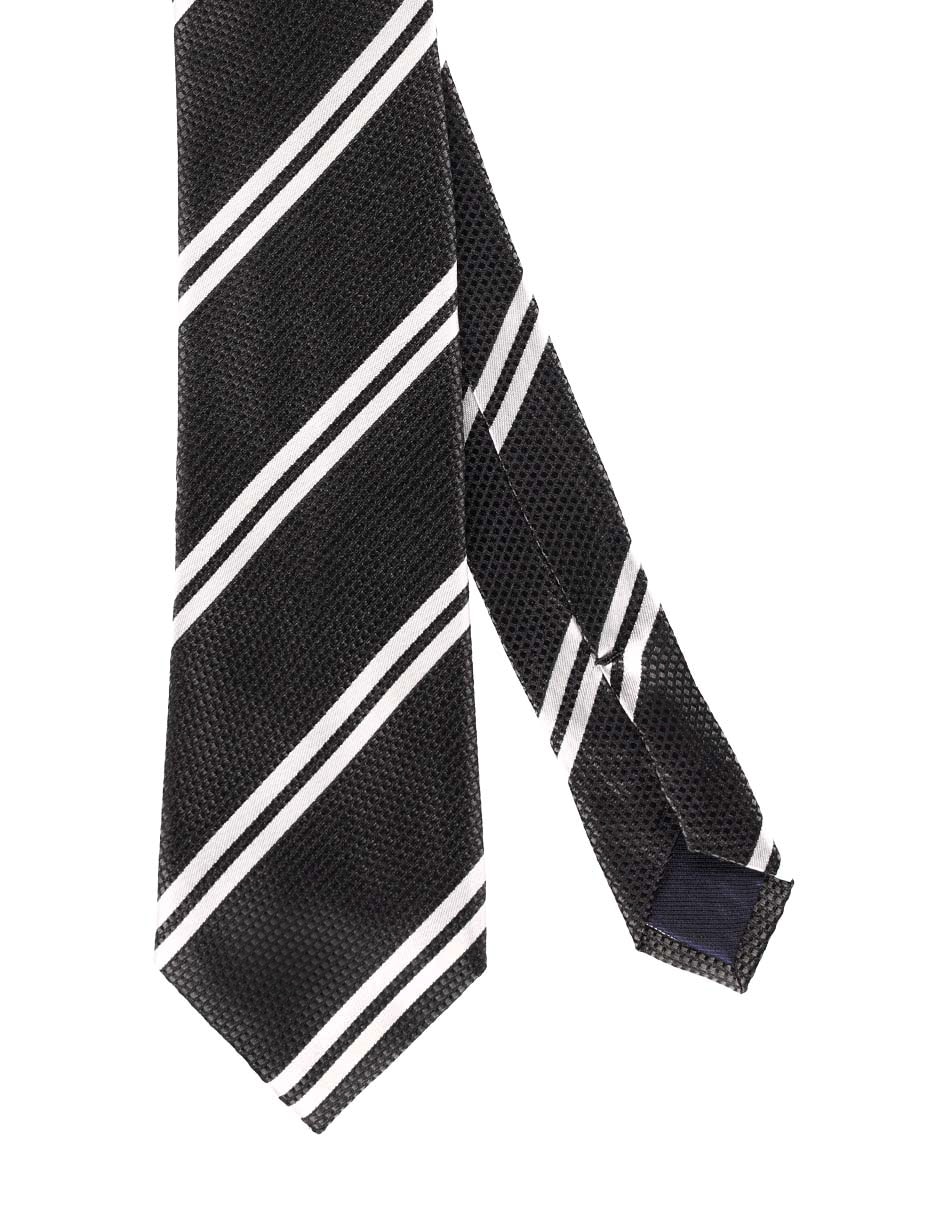 Corbata regular de seda estampado a rayas para hombre