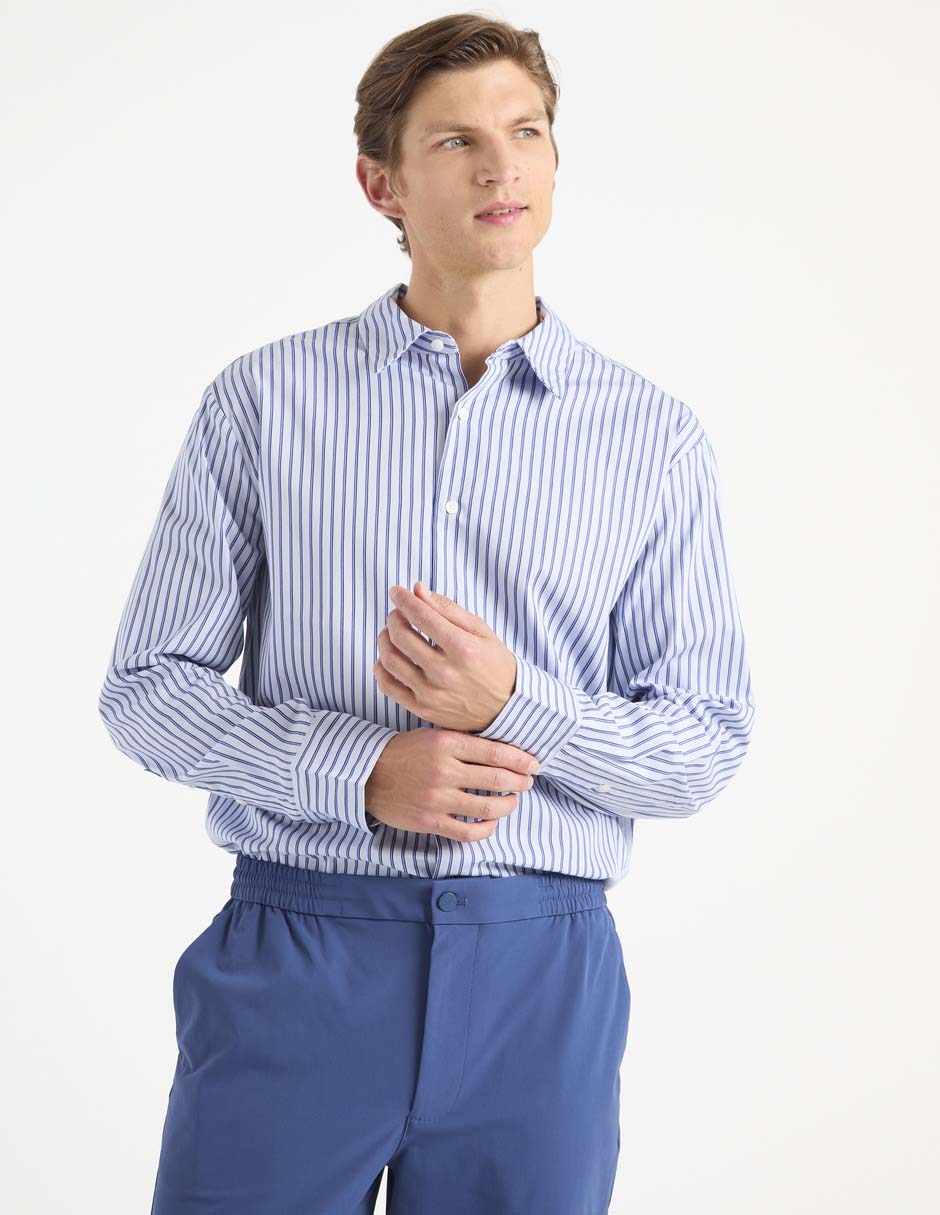 Camisa casual de algodón manga larga para hombre
