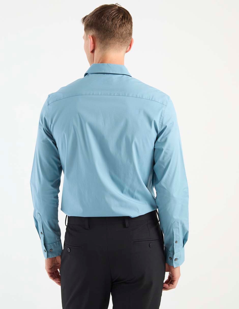 Camisa de vestir de algodón manga larga para hombre 2