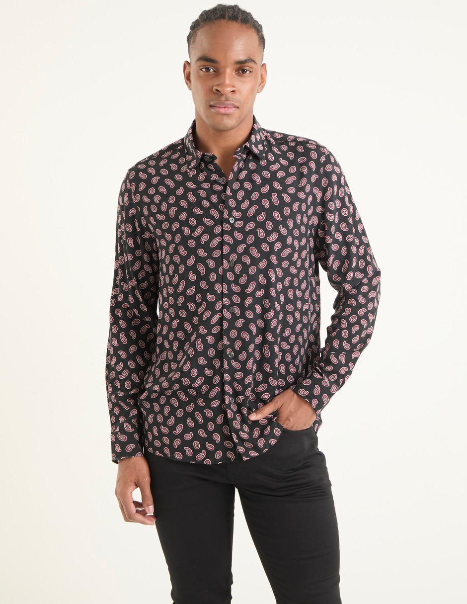 Camisa casual manga larga para hombre