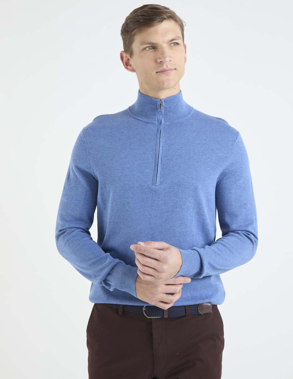 Suéter cuello con cierre para hombre