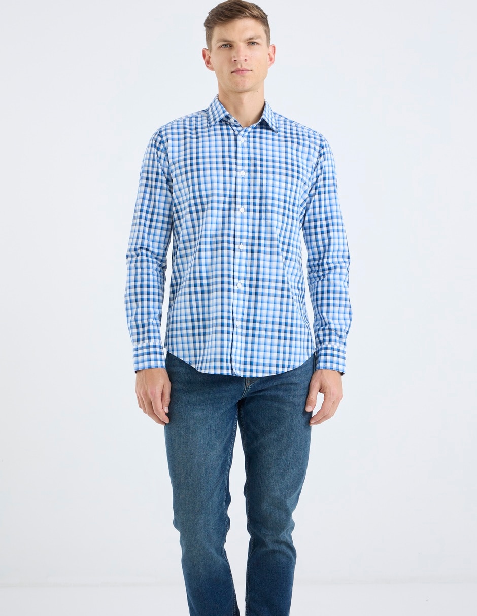 Camisa casual de algodón manga larga para hombre