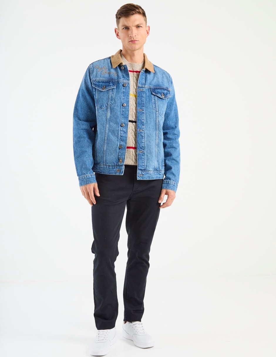 Chamarra denim de mezclilla con bolsillos para hombre 3