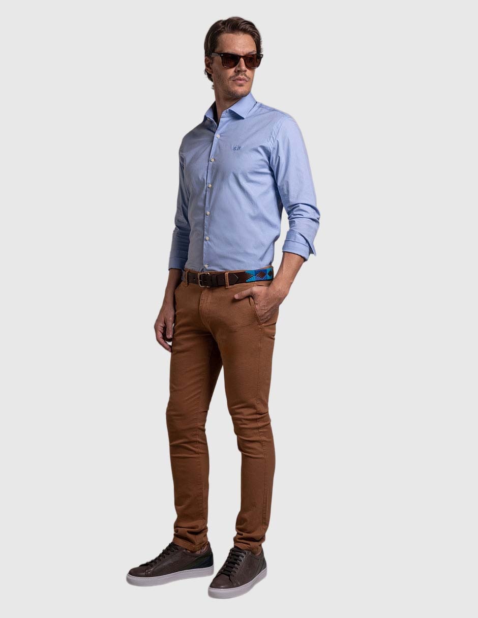 Camisa business casual de algodón manga larga para hombre 4