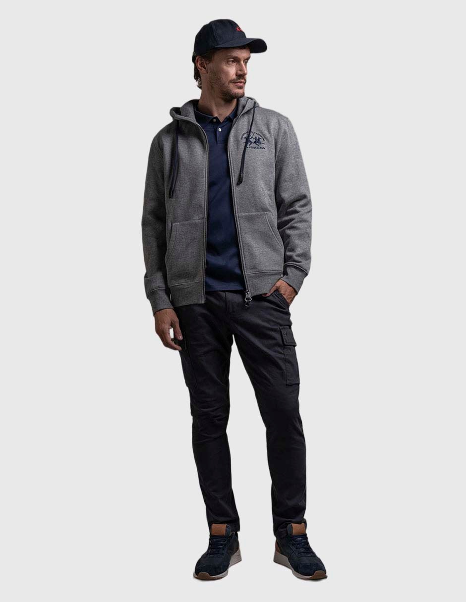 Chamarra casual con capucha y bolsas para hombre 4