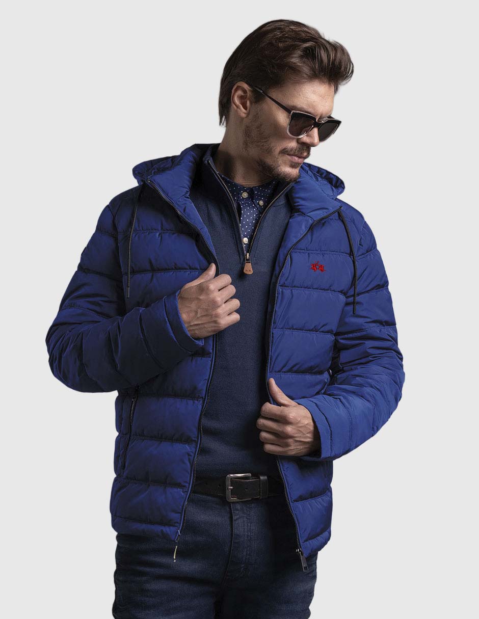 Chamarra acolchada con capucha y bolsas para hombre Chamarra acolchada con capucha y bolsas para hombre