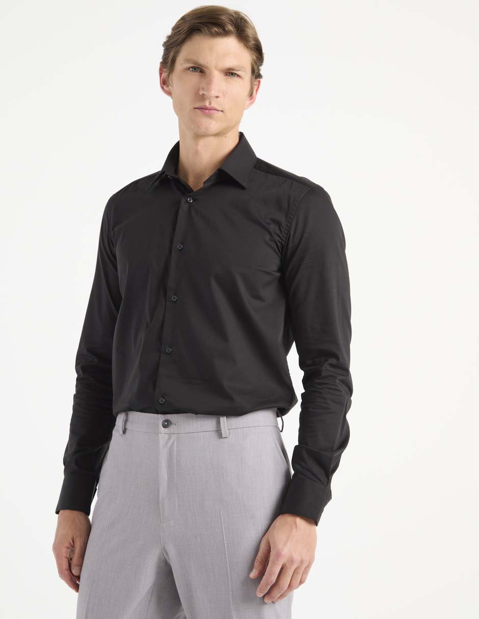 Camisa de vestir de algodón manga larga para hombre