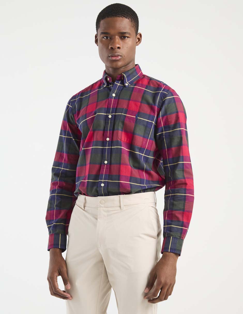 Camisa casual de algodón manga larga para hombre