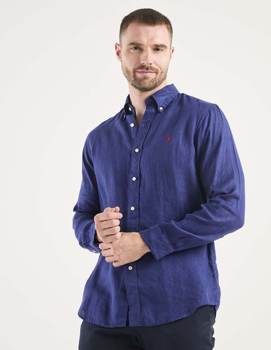 Camisa casual de lino manga larga para hombre Camisa casual de lino manga larga para hombre