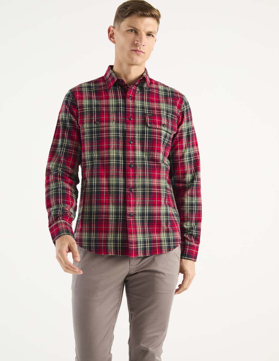 Camisa casual de algodón manga larga para hombre Camisa casual de algodón manga larga para hombre