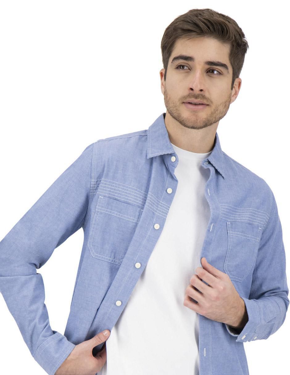 "camisa/sobrecamisa" casual nautica jeans "de" (si aplica) algodón "manga" larga "para hombre"