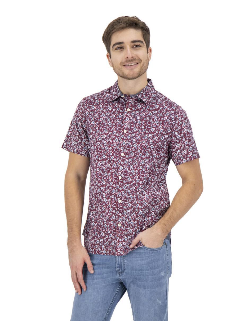 Camisa casual de algodón manga corta para hombre