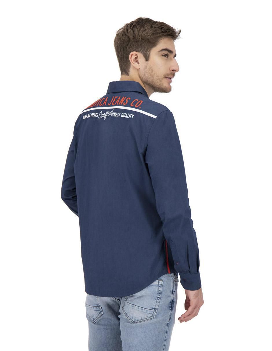 "camisa/sobrecamisa" casual nautica jeans "de" (si aplica) algodón "manga" larga "para hombre"