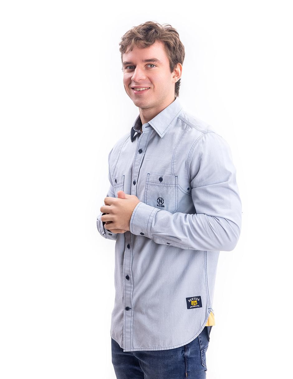 Camisa casual de algodón manga larga para hombre 2