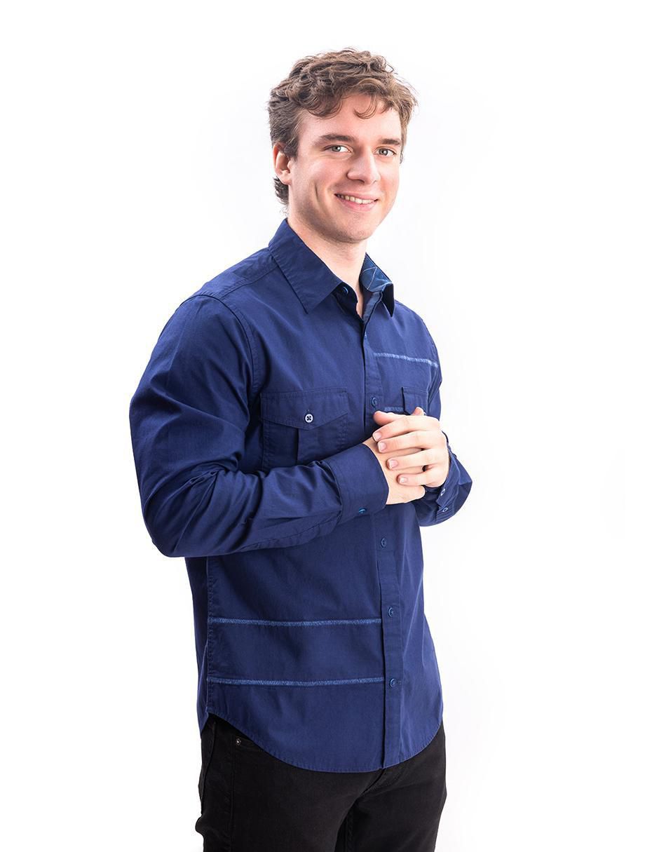 Camisa casual de algodón manga larga para hombre 2