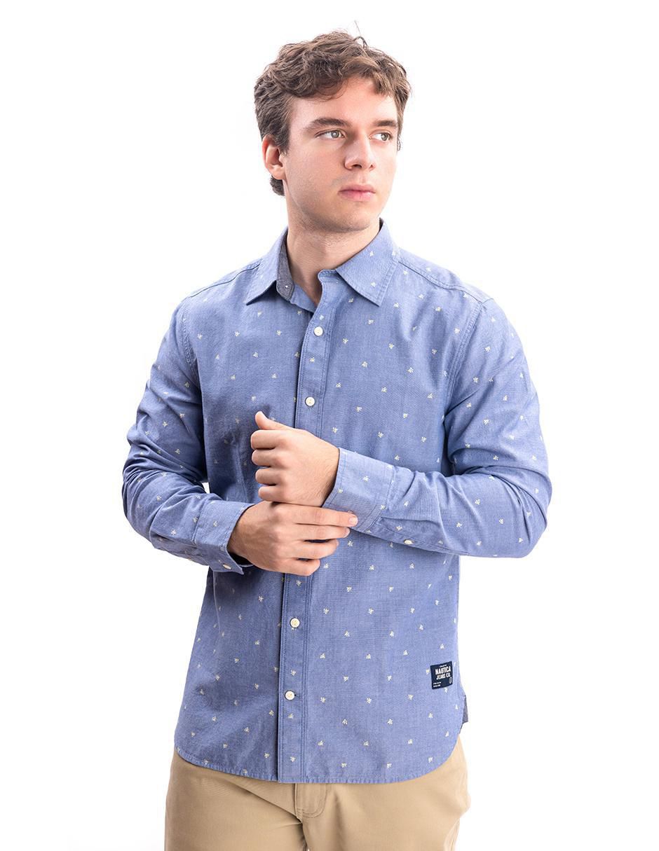 Camisa casual Nautica Jeans de algodón manga larga para hombre