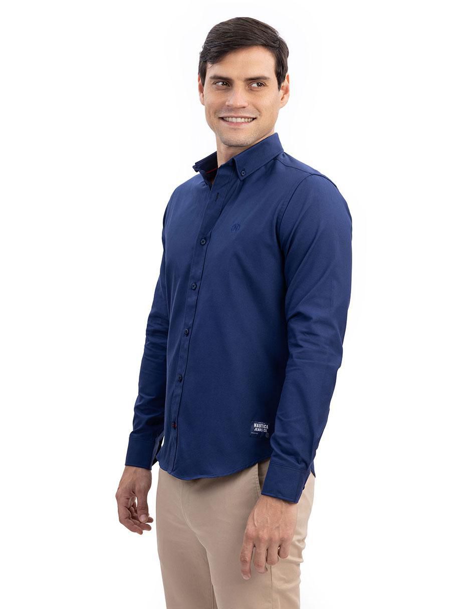 "camisa/sobrecamisa" casual nautica jeans "de" (si aplica) algodón "manga" larga "para hombre"