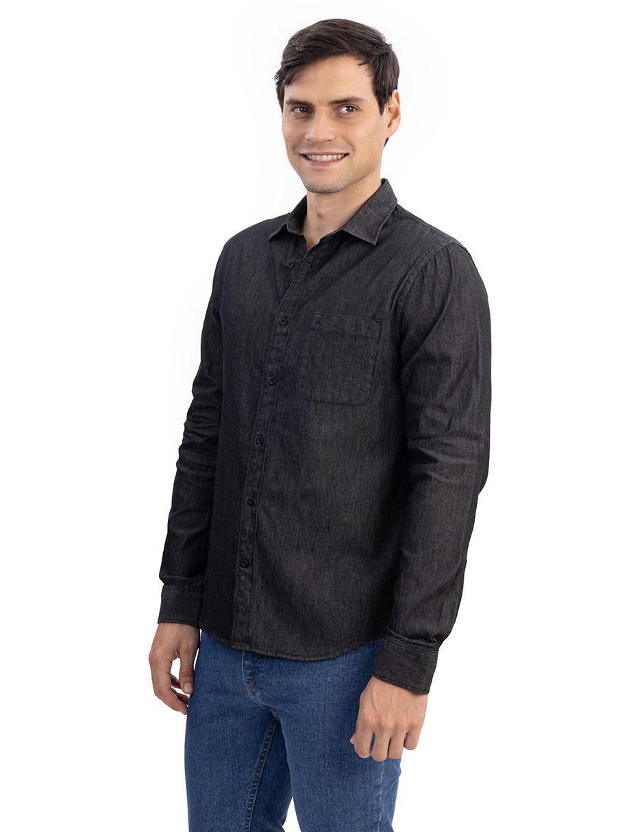 Camisa casual de algodón manga larga para hombre