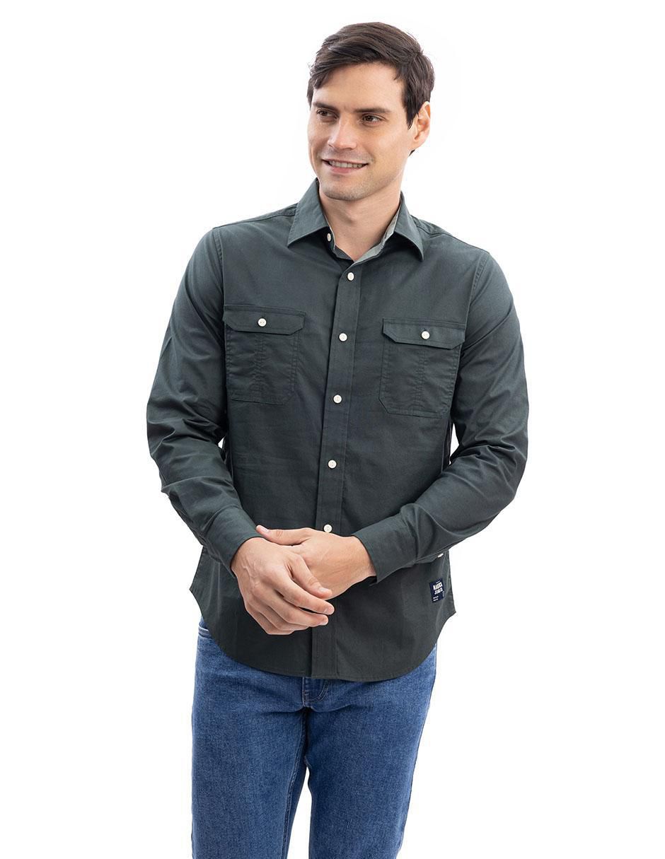 Camisa casual de algodón manga larga para hombre 1