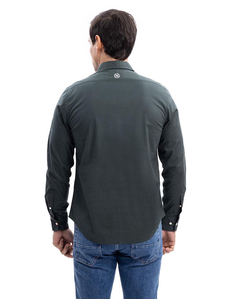Camisa casual de algodón manga larga para hombre