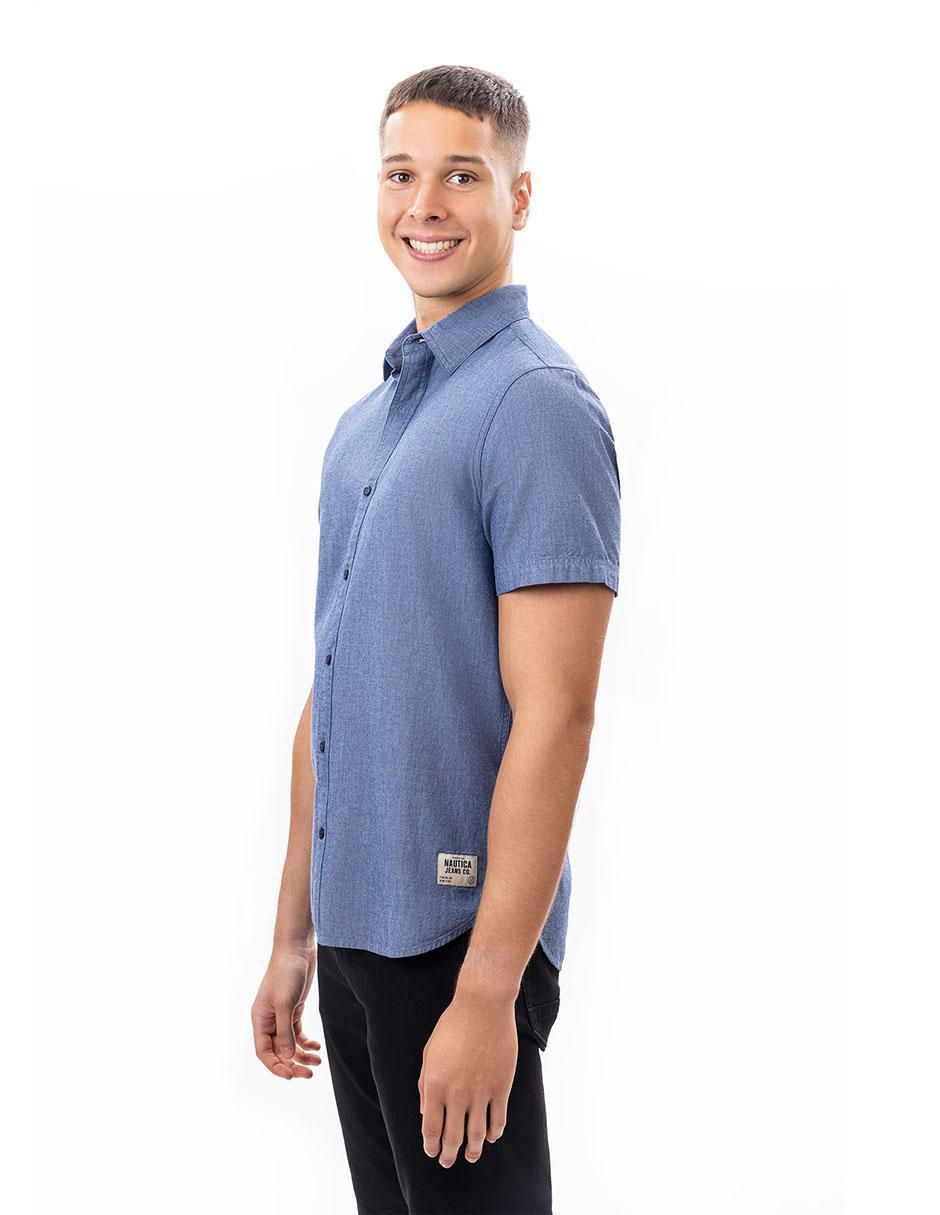 "camisa/sobrecamisa" casual nautica jeans "de" (si aplica) algodón "manga" corta "para hombre"