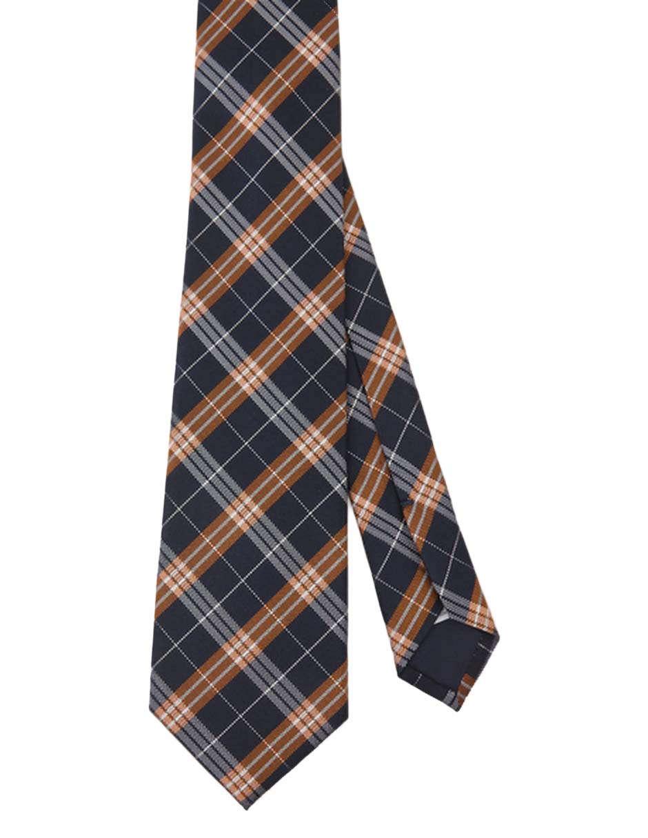 Corbata regular de seda estampado escocés para hombre